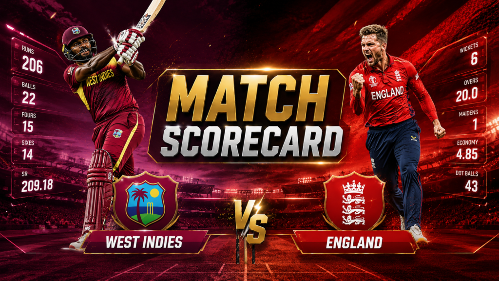 West Indies Cricket Team Vs England Cricket Team Match Scorecard